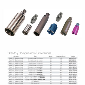 BROCAS PARA TALADRAR GRANITO Y COMPUESTOS - SINTERIZADAS