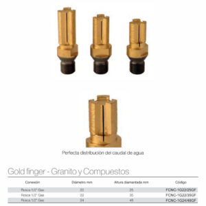 FRESAS DE CORTE CON REFRIGERACIÓN INTERIOR GOLD FINGER PARA GRANITO Y COMPUESTOS