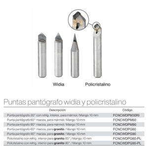 PUNTAS PANTÓGRAFO WIDIA Y POLICRISTALINO